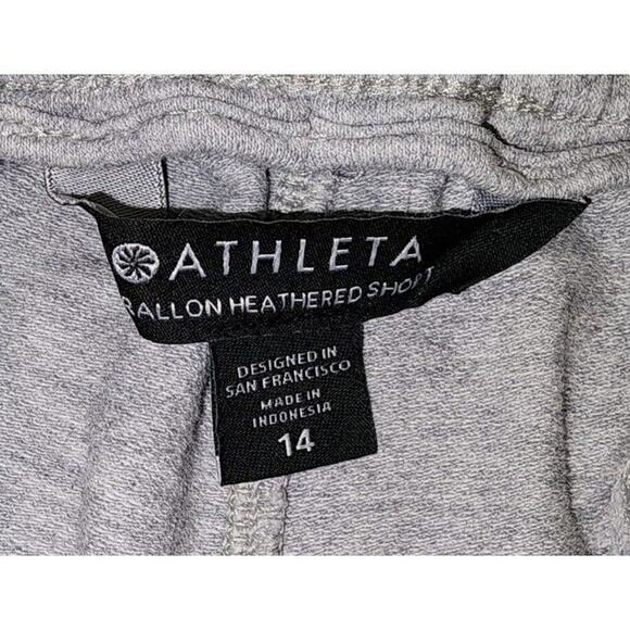 Athleta Women's Balloon Heathered Grey Drawstring Cotton Sweat Shorts Size 14 - Picture 5 of 5